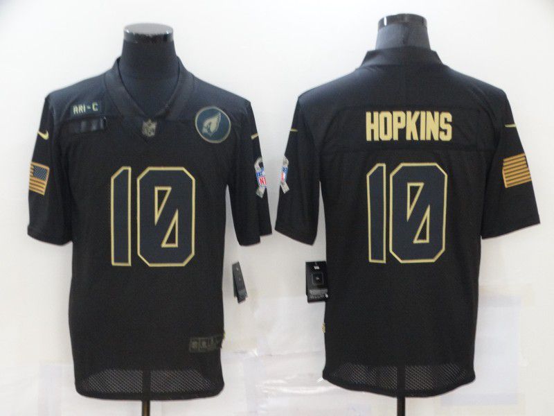 Men Arizona Cardinals #10 Hopkins Black gold lettering 2020 Nike NFL Jersey